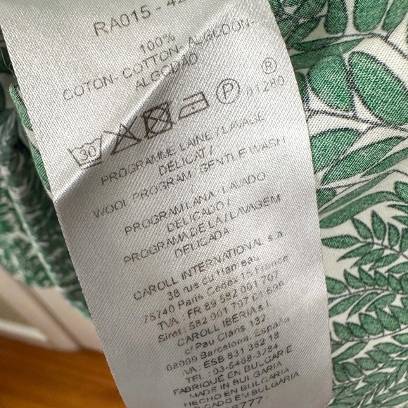 French Caroll Paris Green and White 100% Cotton Dress size 38 Eu - Picture 4 of 5